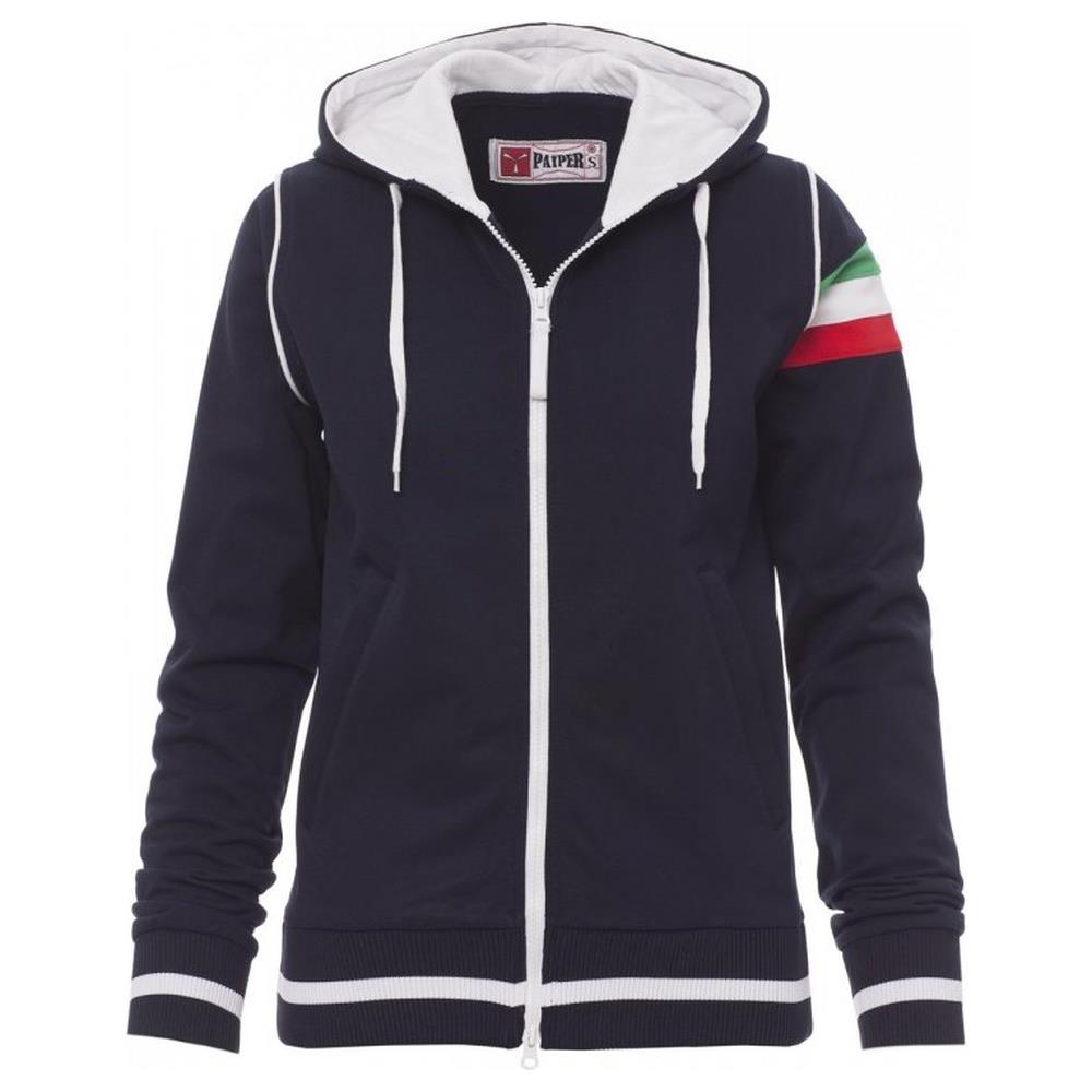 felpa donna con zip intera e cappuccio payper kansas navy/bianco s