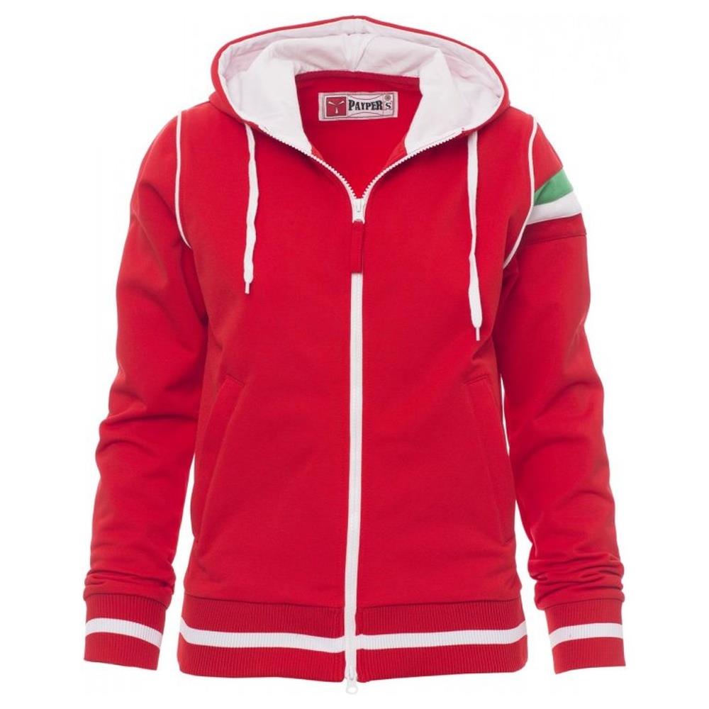 felpa donna con zip intera e cappuccio payper kansas rosso/bianco s
