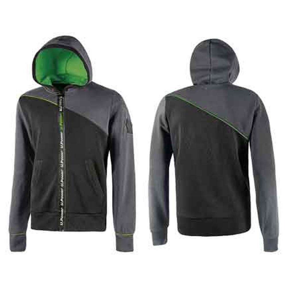felpa full zip 'jupiter' grigio/verde upower