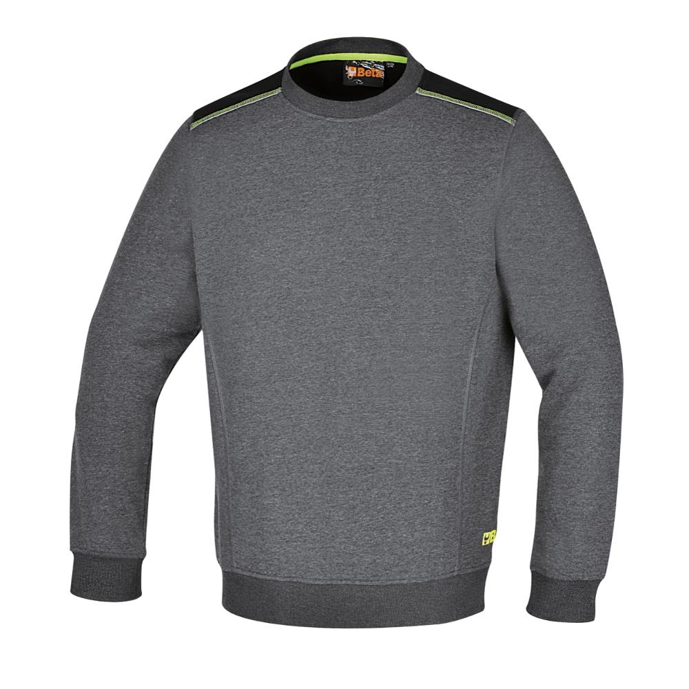 felpa girocollo con inserti neri sulle spalle e dettaglio verde fluo beta 7642g xs