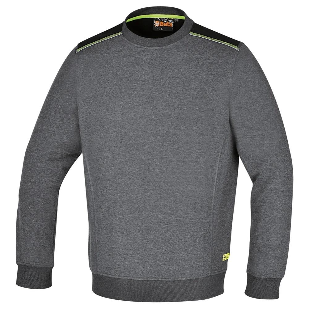 felpa girocollo con inserti neri sulle spalle e dettaglio verde fluo beta 7642g