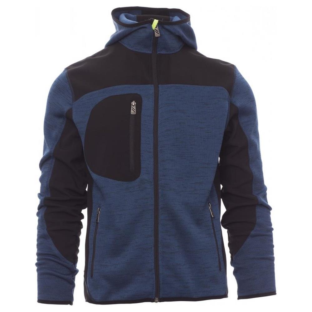 felpa tecniche con cappuccio payper trip blu melange/nero-giallo fluo xs