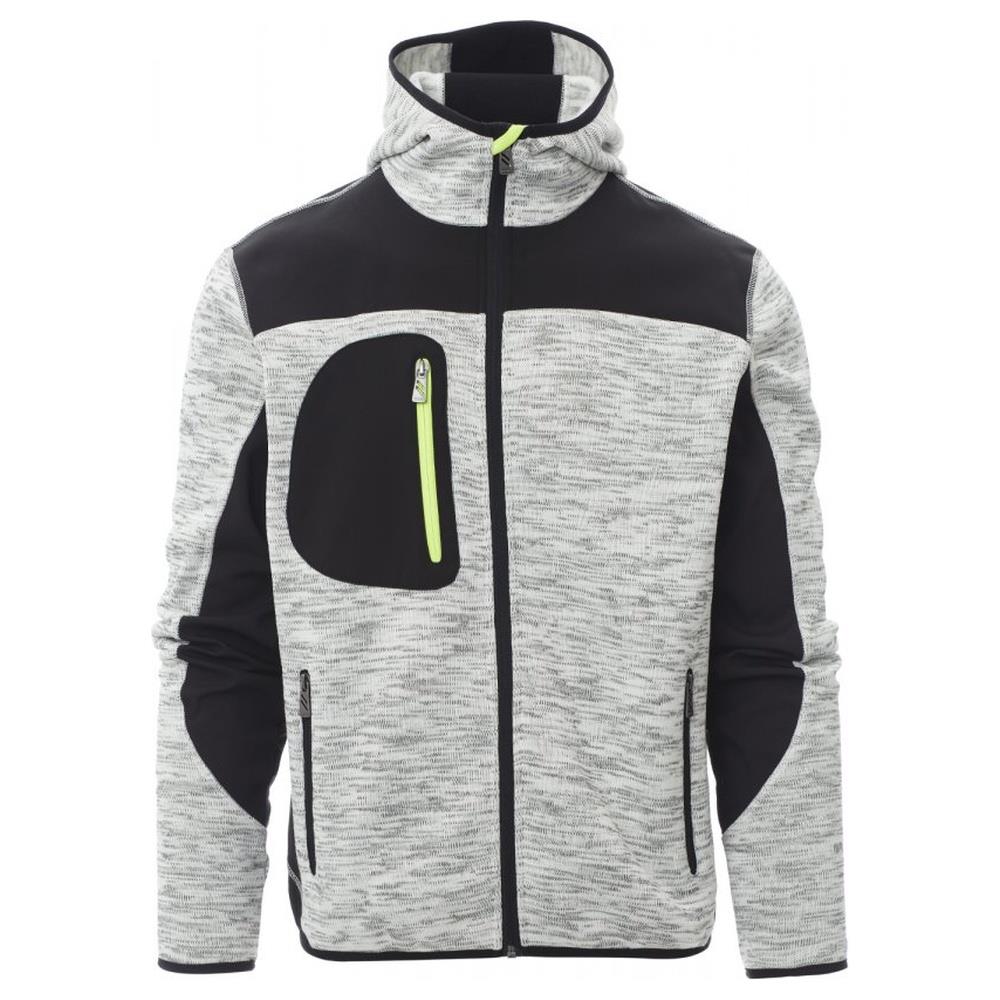 felpa tecniche con cappuccio payper trip grigio melange/nero-giallo fluo xs