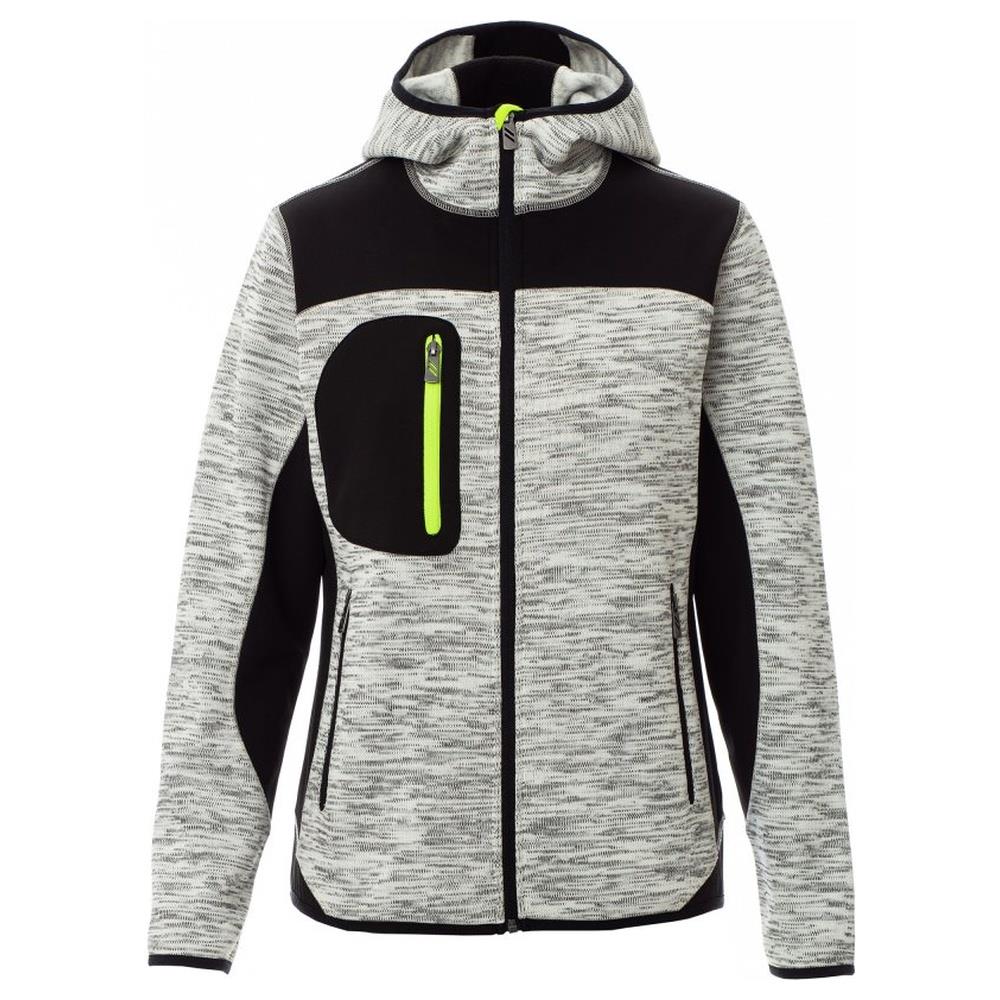 felpa tecniche con cappuccio payper trip lady grigio melange/nero-giallo fluo s