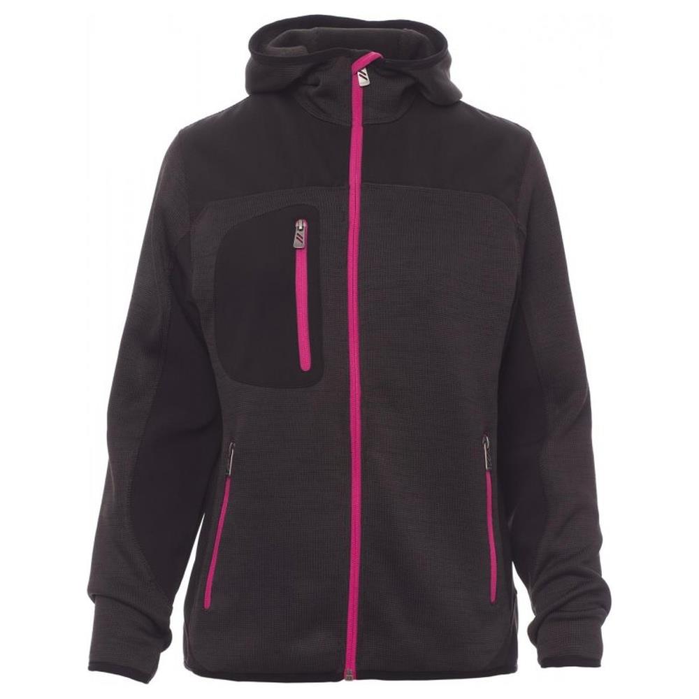 felpa tecniche con cappuccio payper trip lady steel grey melange/nero-fucsia fluo s