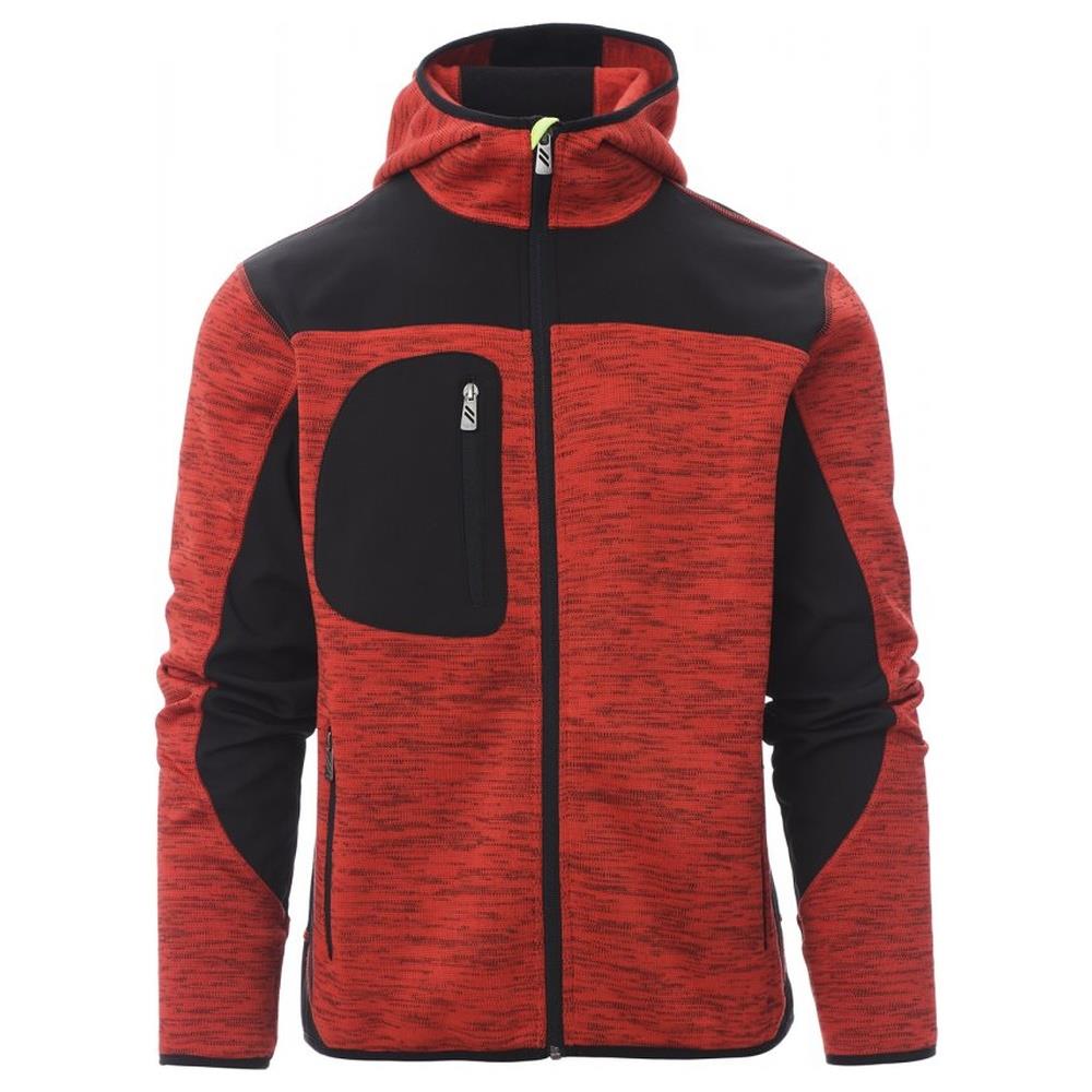 felpa tecniche con cappuccio payper trip rosso/nero-giallo fluo xs