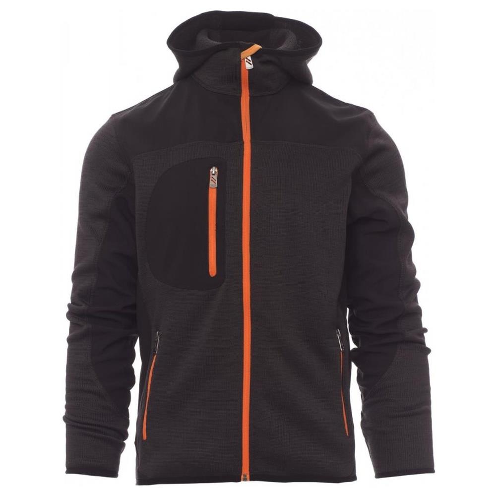 felpa tecniche con cappuccio payper trip steel grey melange/nero-arancione fluo xs