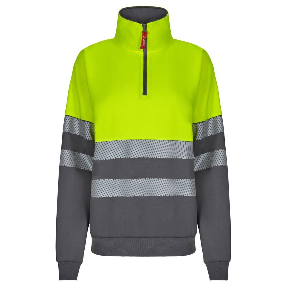 felpa velilla bicolor con mezza zip bande se cod 305703 grigio/giallo fluo s