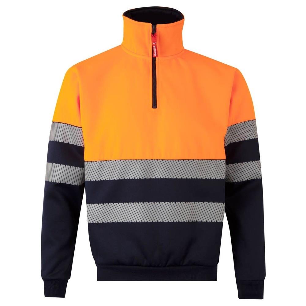 felpa velilla bicolor con mezza zip bande se cod 305703 navy/arancio fluo s