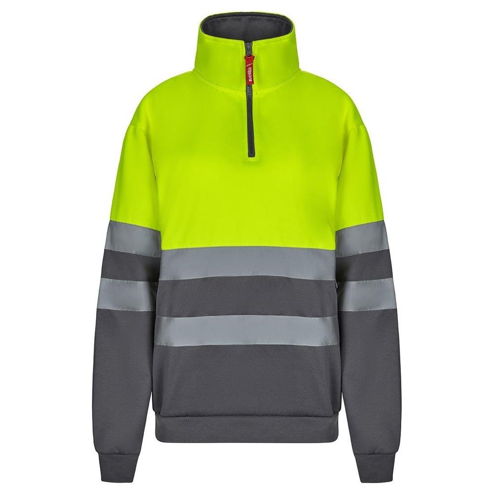 felpa velilla bicolor con mezza zip cod 305701 grigio/giallo fluo s
