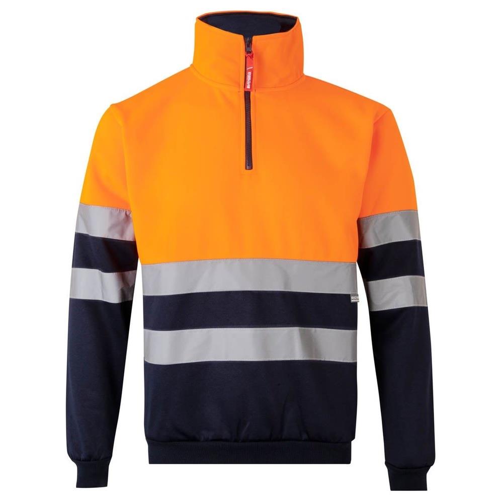 felpa velilla bicolor con mezza zip cod 305701 navy/arancio fluo s