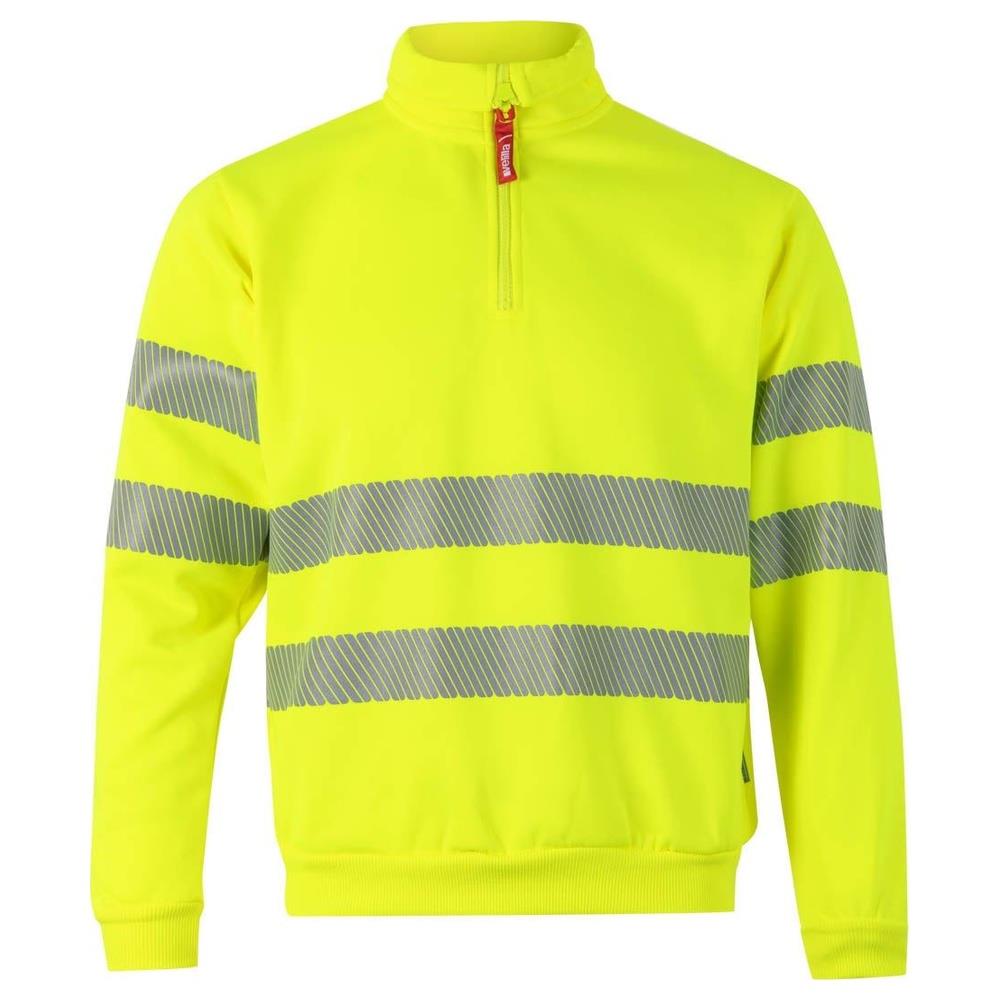 felpa velilla con mezza zip bande segmentate cod 305704 giallo fluo s