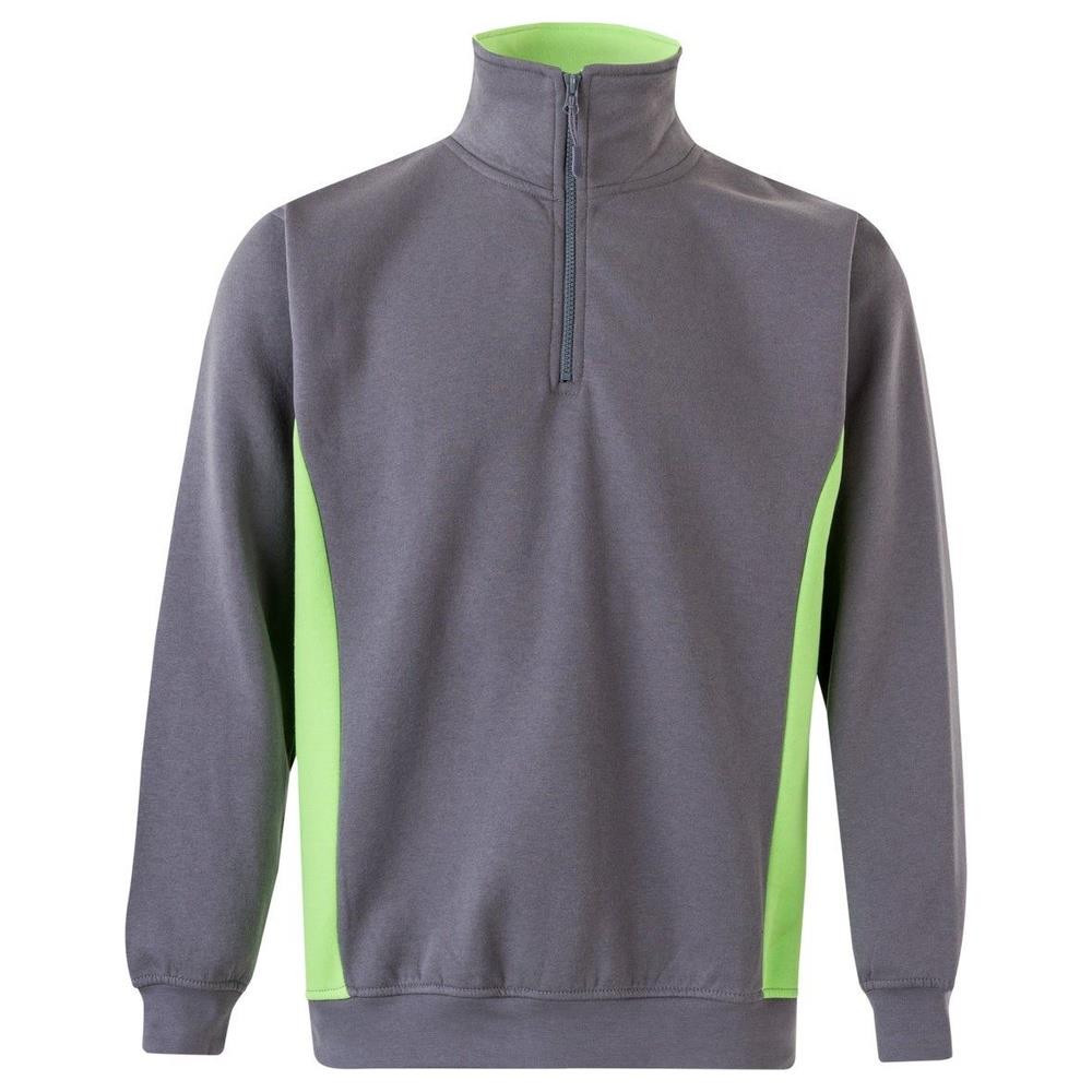 felpa velilla con mezza zip total match cod 105704 grigio/chartreuse xs