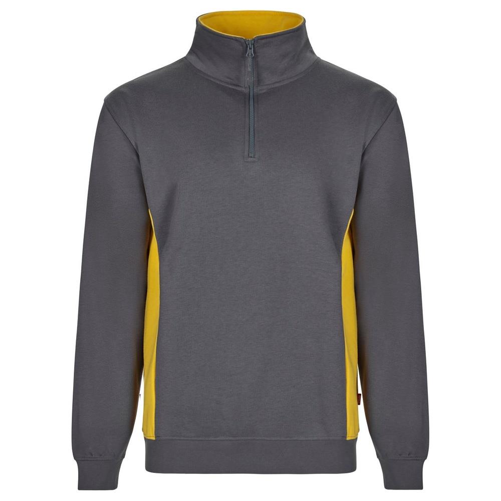 felpa velilla con mezza zip total match cod 105704 grigio/giallo xs