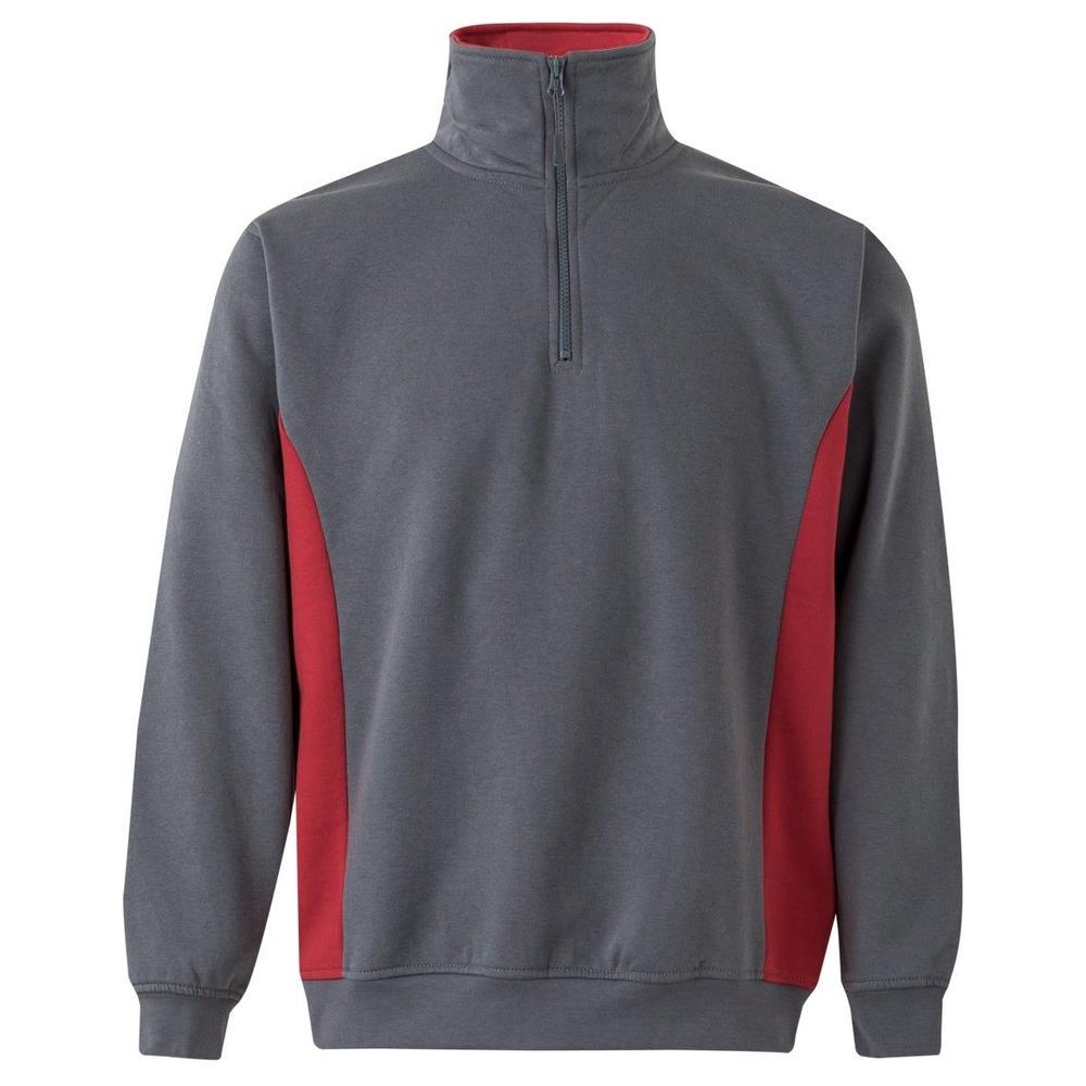 felpa velilla con mezza zip total match cod 105704 grigio/rosso xs