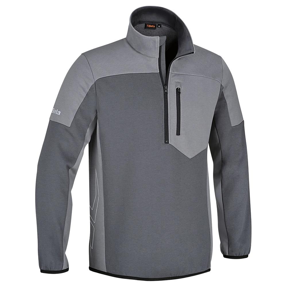 felpa zip corta, 80% cotone, 20% poliestere, 280 g, antracite/grigio chiaro beta 7643g