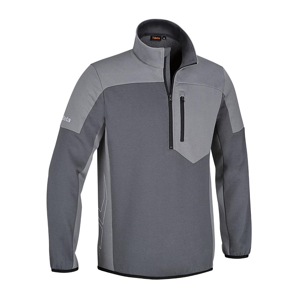 felpa zip corta, 80% cotone, 20% poliestere, 280 g, antracite/grigio chiaro beta 7643g