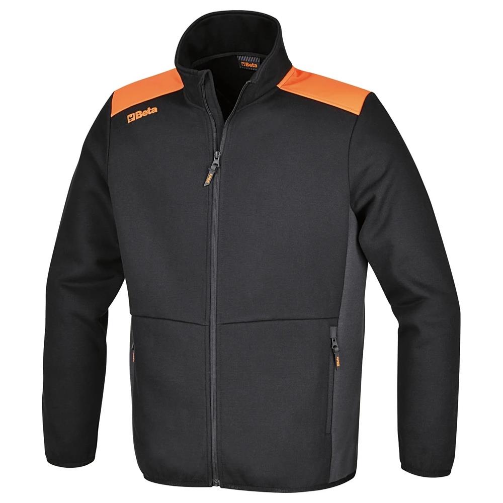 felpa zip lunga, nera con inserti in grigio antracite beta 7565ng