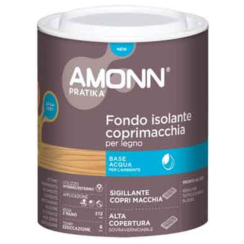 fondo isolante coprimacchia all'aqua per legno e muro amonn 1 lt - bianco