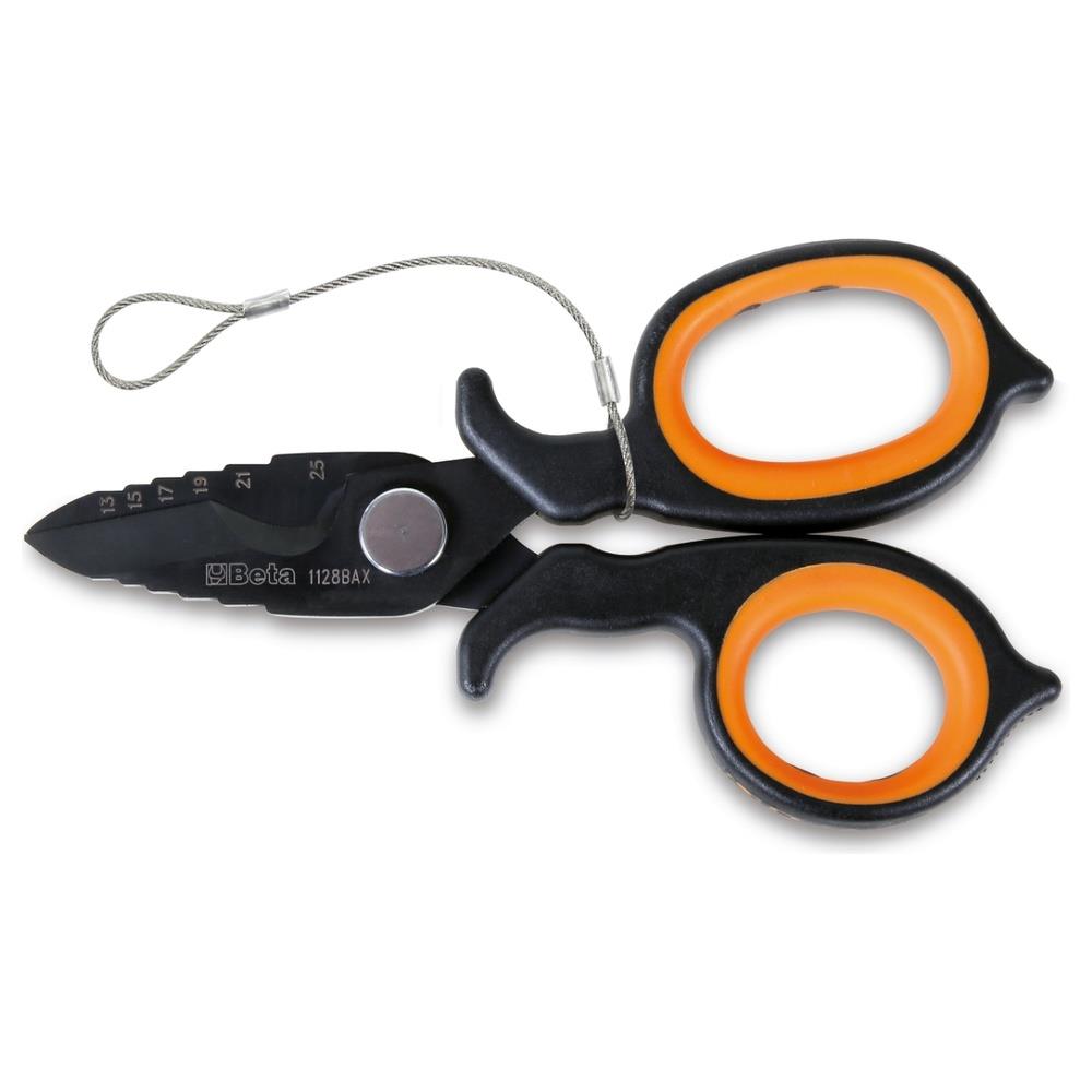 forbici per elettricisti a doppio effetto, con profili a fresa in acciaio inossidabile rivestito in dlc h-safe beta h-safe 1128bax-hs