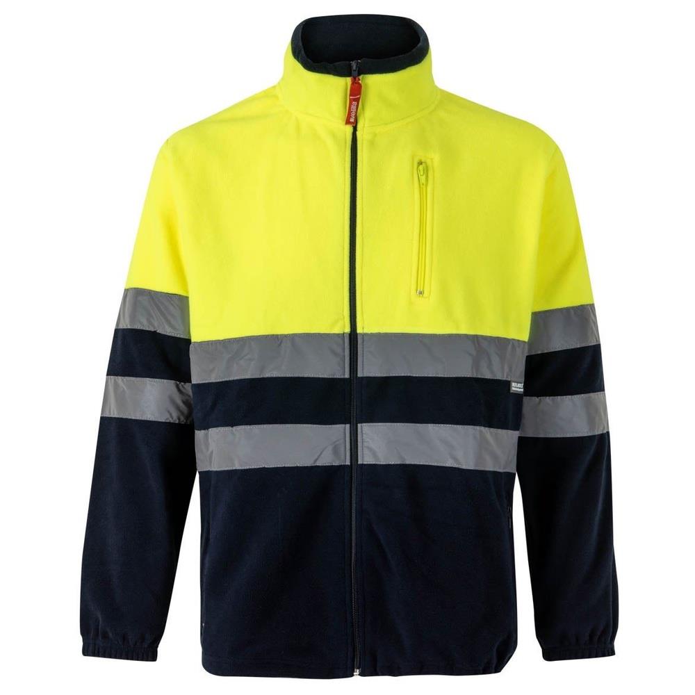 giacca velilla in pile bicolor cod 183 azul marino/giallo fluo xs