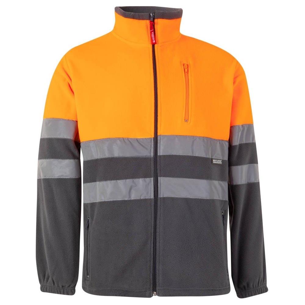 giacca velilla in pile bicolor cod 183 grigio/arancio fluo xs