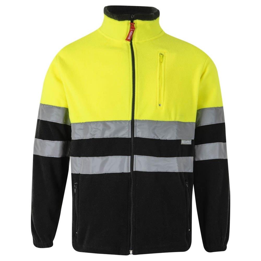 giacca velilla in pile bicolor cod 183 nero/giallo fluo xs