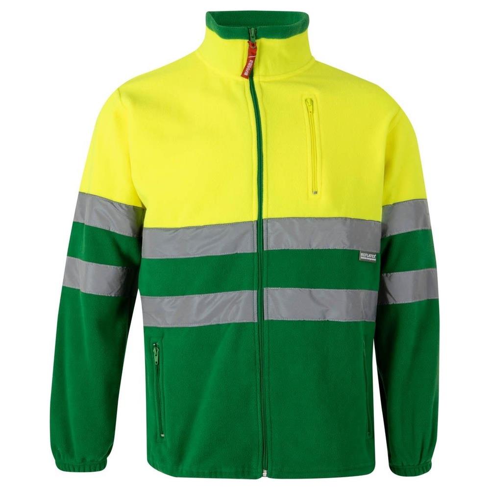 giacca velilla in pile bicolor cod 183 verde erba/giallo fluo xs