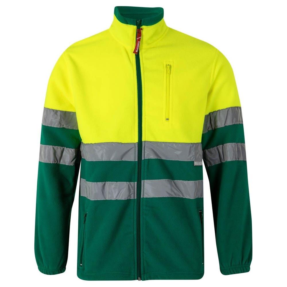 giacca velilla in pile bicolor cod 183 verde/giallo fluo xs
