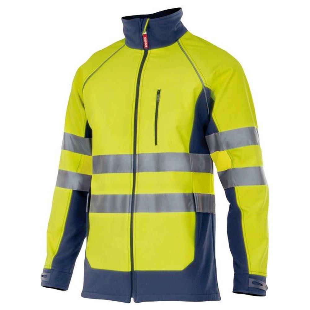 giacca velilla softshell bicolor cod 306001 azul marino/giallo fluo s