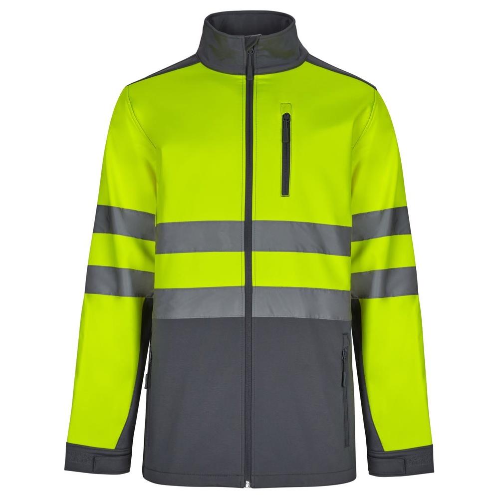 giacca velilla  softshell bicolor cod 306006 grigio/giallo fluo s