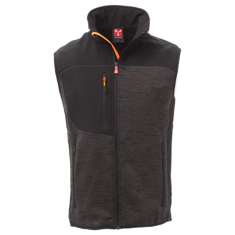 gilet softshell payper tour steel grey melange/nero-arancione fluo xxs