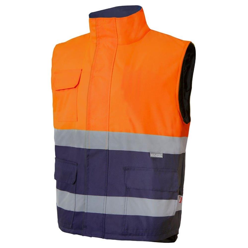gilet velilla trapuntato bicolor cod 305902 navy/arancio fluo s