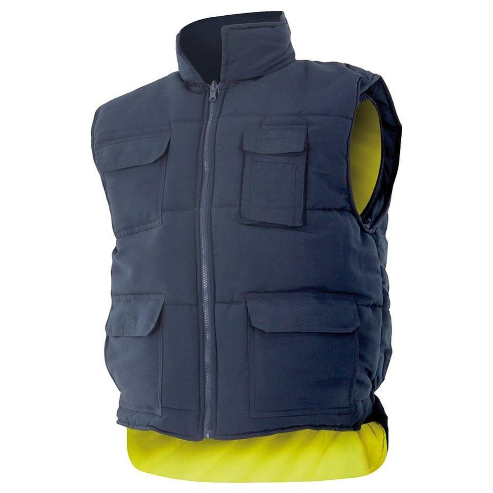 gilet velilla trapuntato reversibile cod 148 azul marino/giallo fluo s