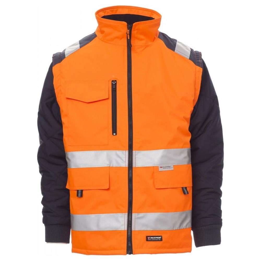 giubbotto imbottito con maniche staccabili payper hiway arancione fluo/navy s