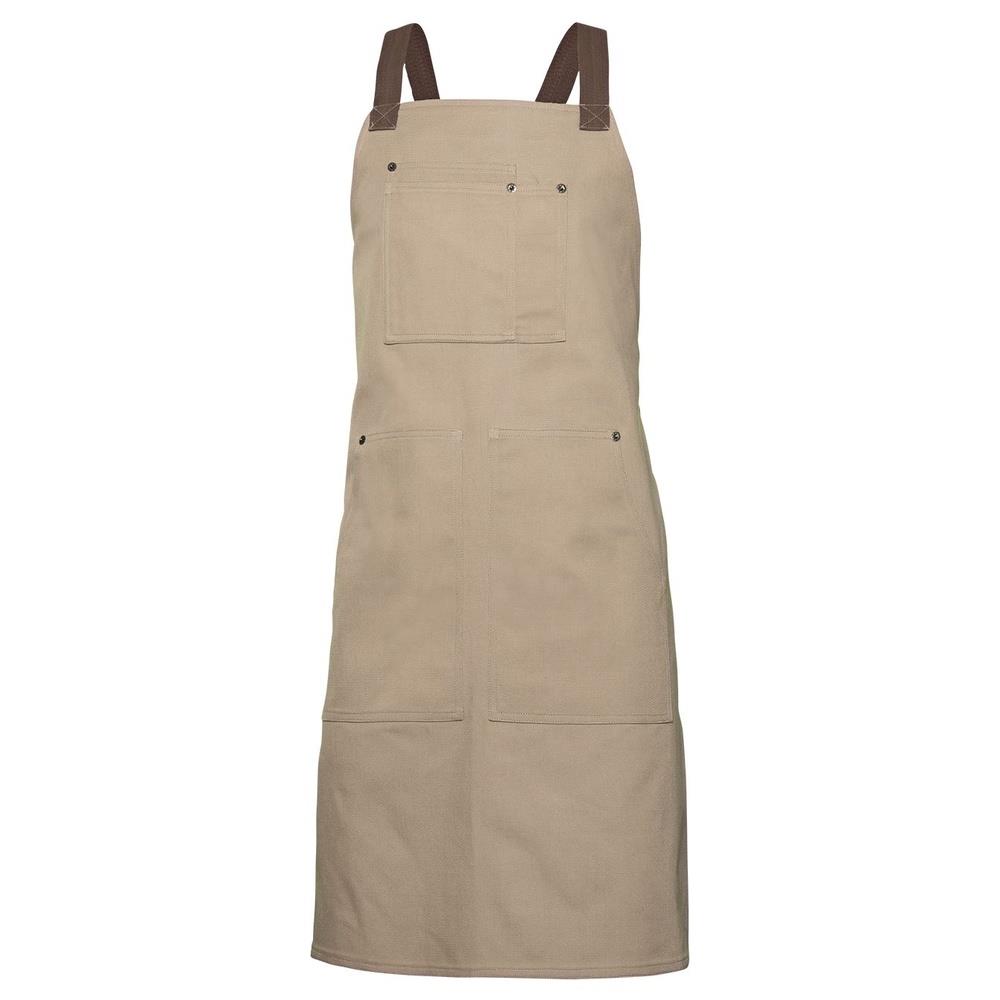 grembiule velilla con pettorina canvas bicolor cod 404211b beige sabbia/marrone