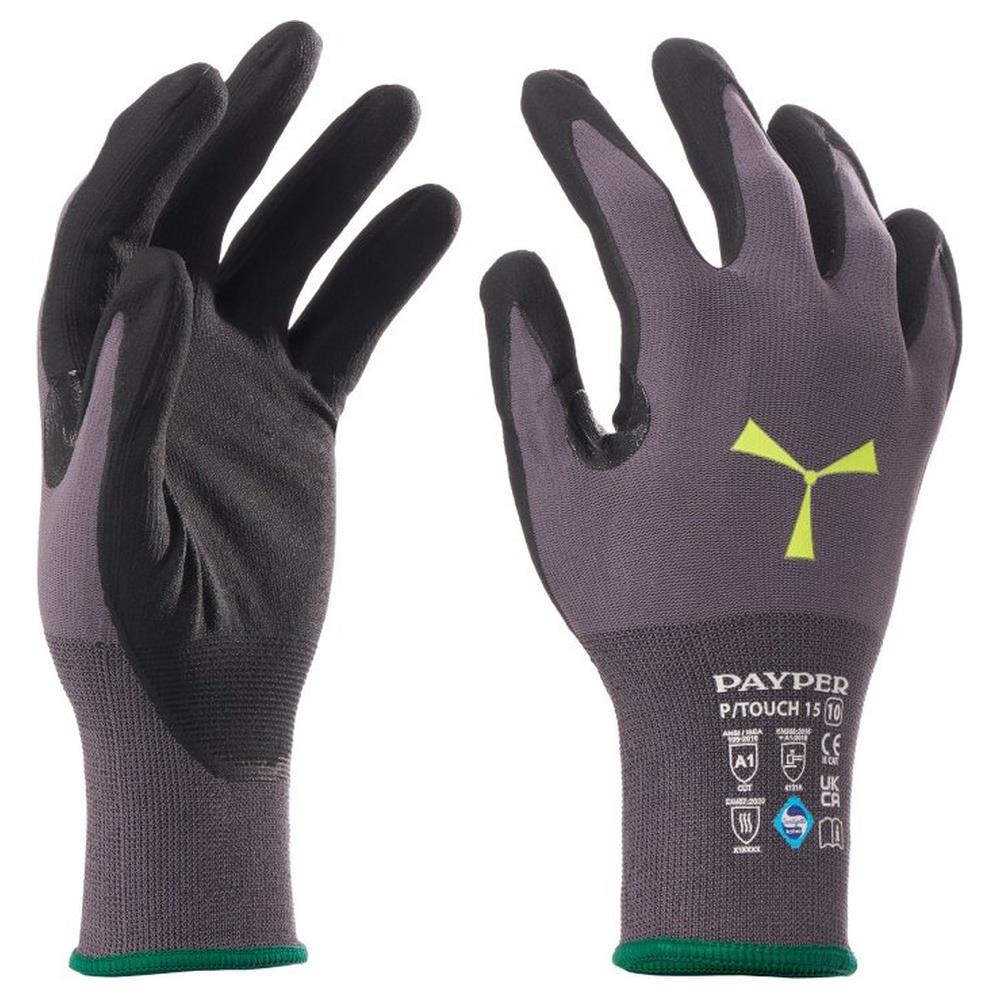 guanti palmo spalmato payper p-touch 15 grigio/nero 6