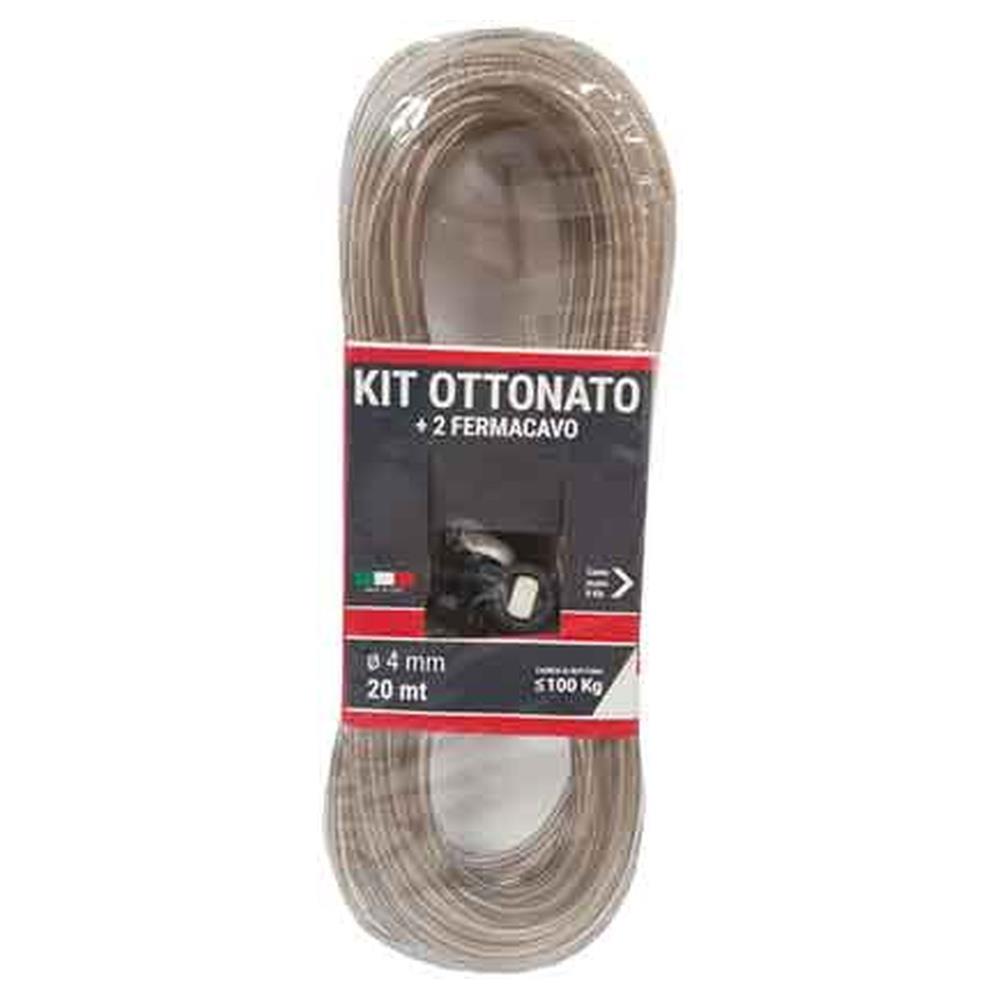 kit cavetto stendibiancheria matassa  ø 4 mm - 20 mt - con due fermacavi
