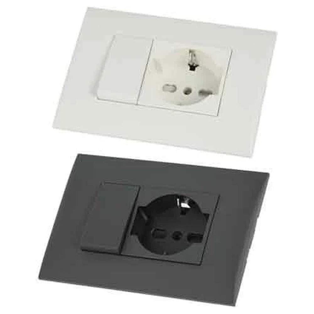 kit presa bivalente-deviatore con supporto e placca electraline