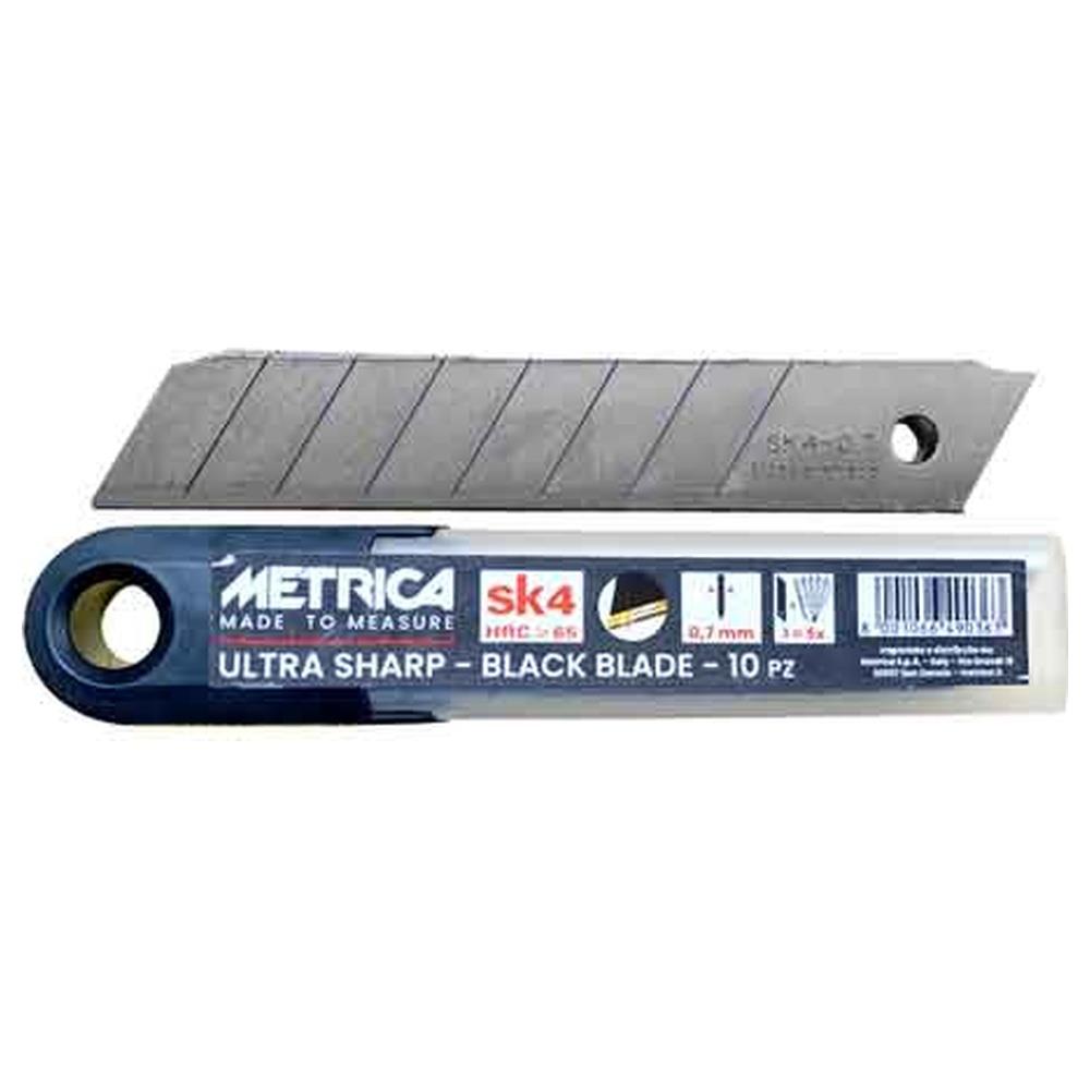 lama di ricambio per cutter professionale metrica black blade 18x100x0,7 mm - confezione 10 pezzi