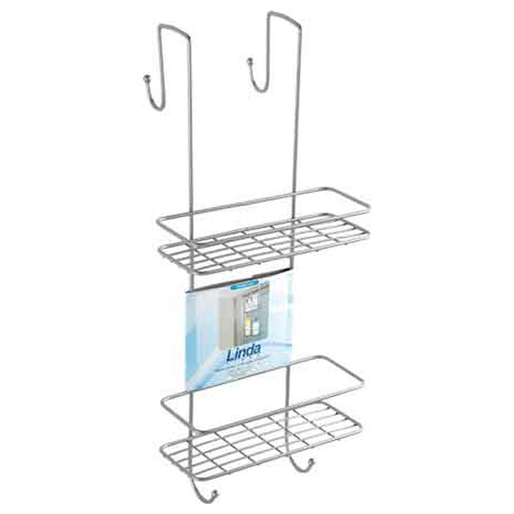 mensola doccia rettangolare 2 ripiani appendibile 25x21x60h cm