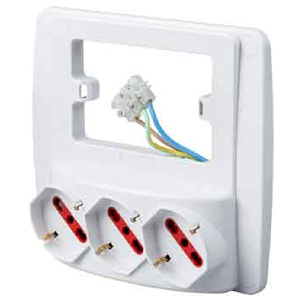 multipresa da parete schuko emilia smart rosi 3 prese schuko 2p+t 10/16a - colore bianco