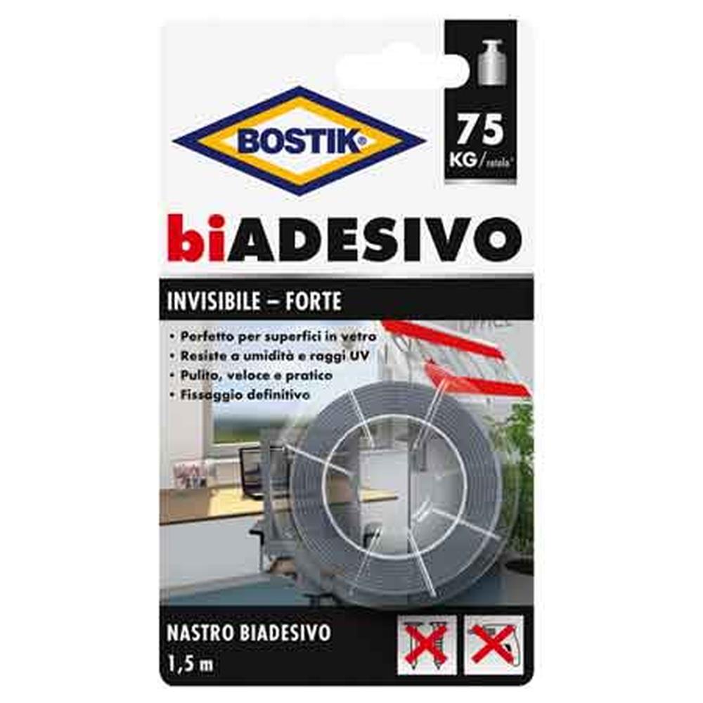 nastro biadesivo 'invisibile' bostik mm 19x1,5mt