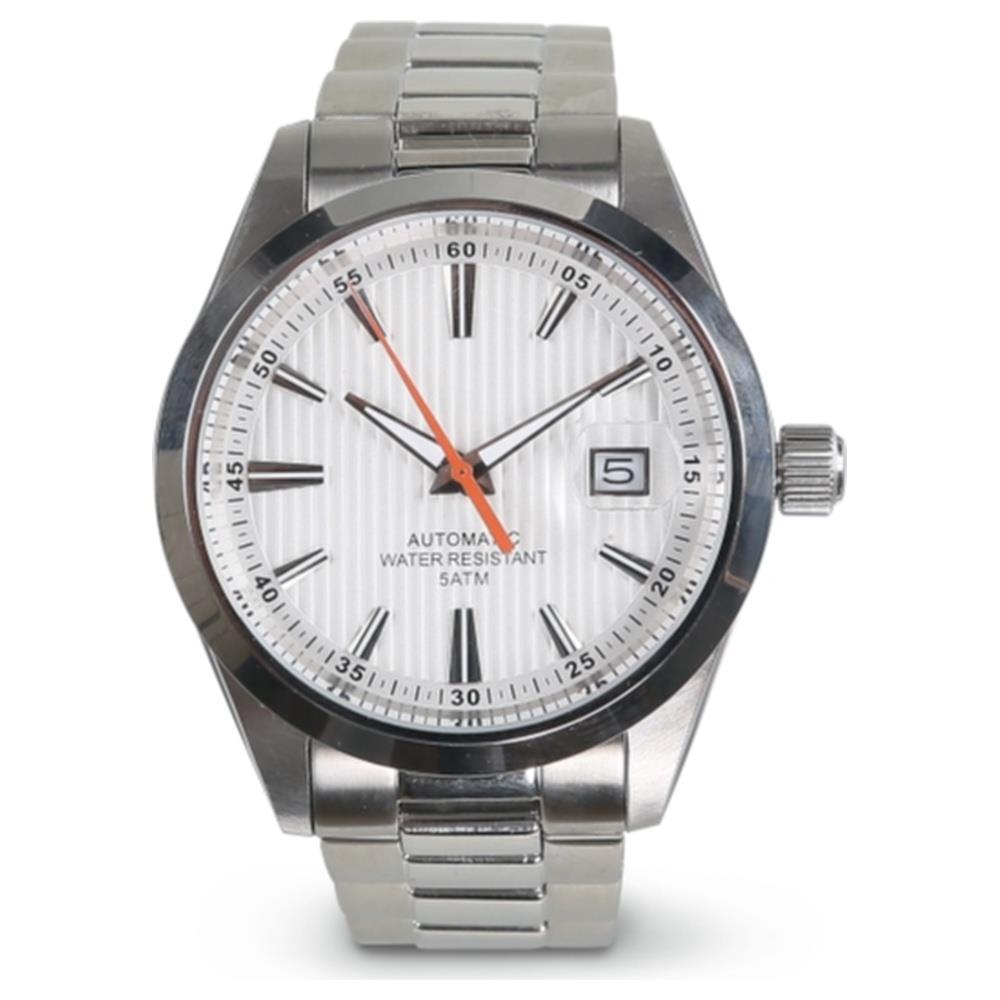 orologio con movimento automatico, cassa in acciaio, water resistant 5 atm, cinturino in acciaio betacollection 9593m