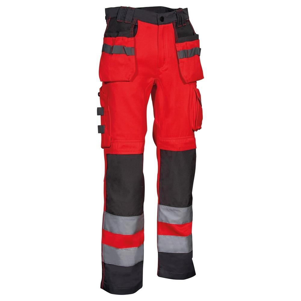 pantaloni multitasche cofra blinding v078 rosso fluo/antr 44