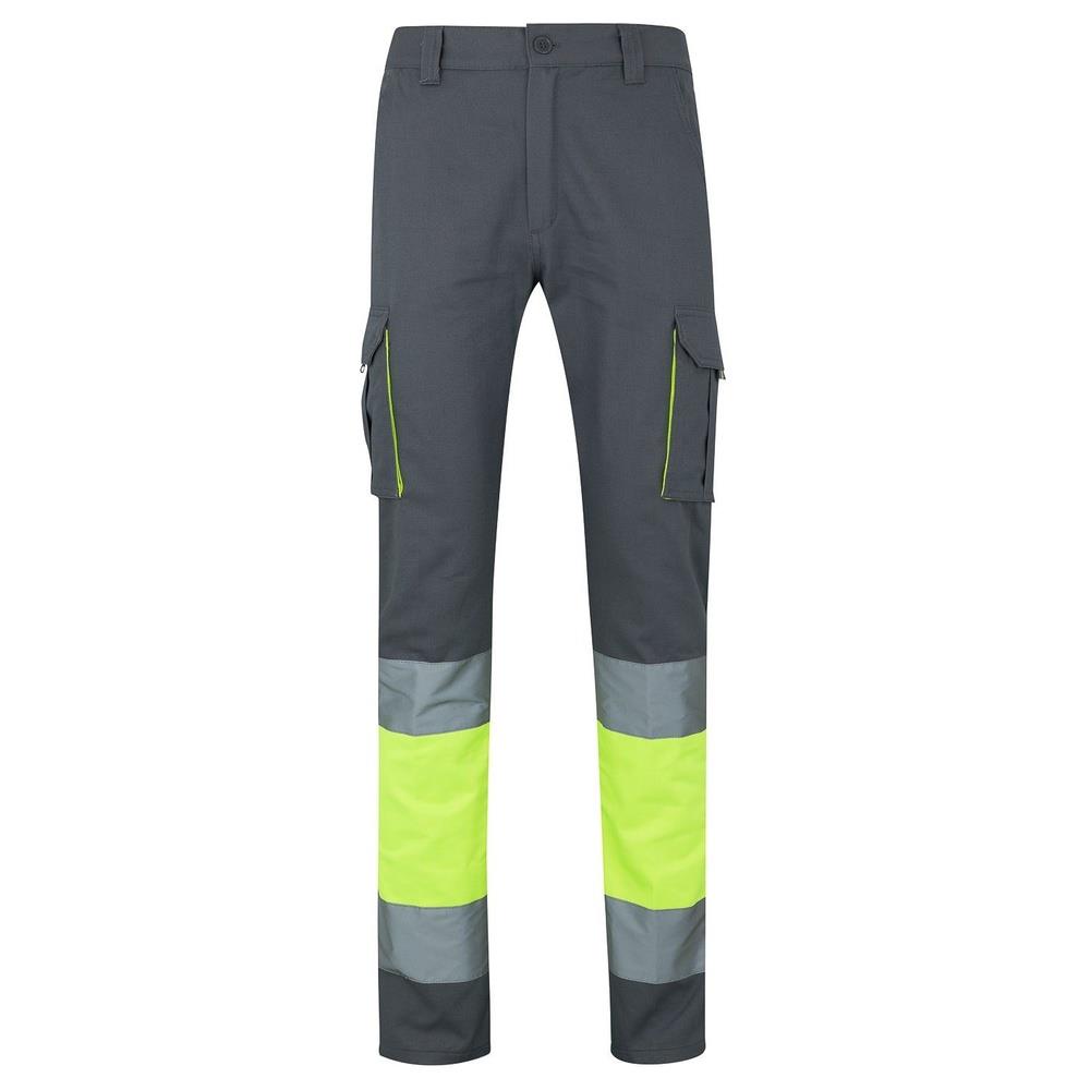 pantaloni velilla 100% cotone bicolor multitasch cod 303007 grigio/giallo fluo s