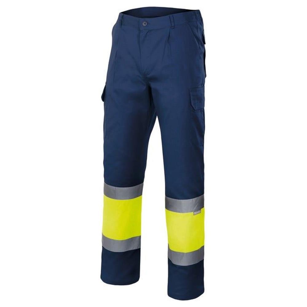 pantaloni velilla bicolor multitasche cod 157 azul marino/giallo fluo s