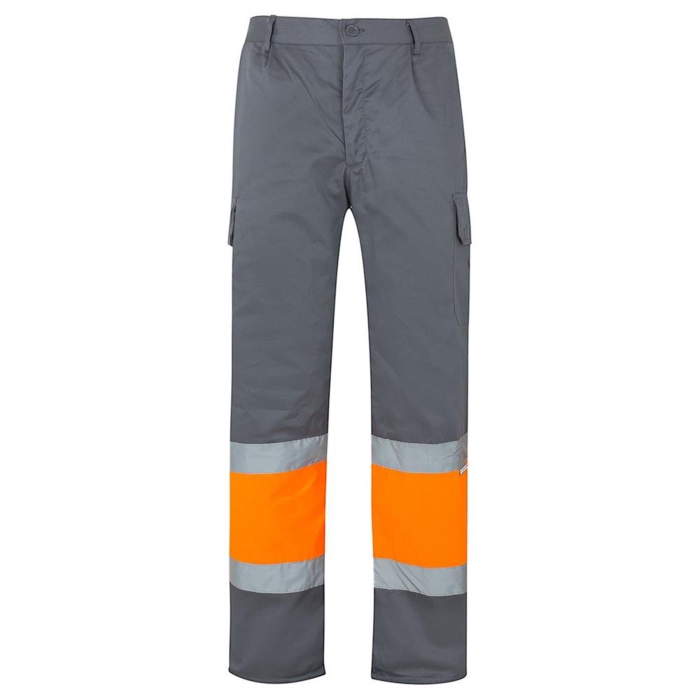 pantaloni velilla bicolor multitasche cod 157 grigio/arancio fluo s