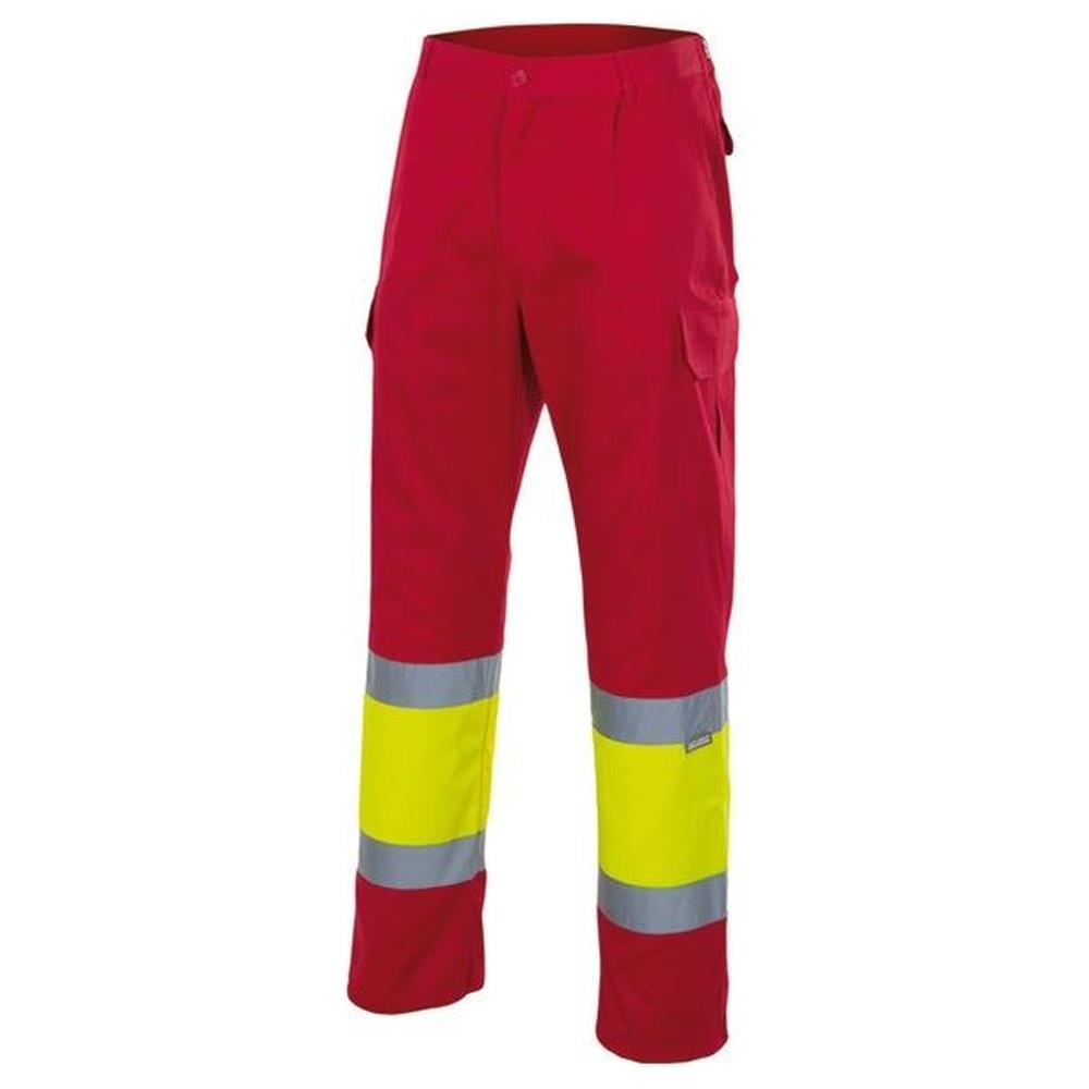 pantaloni velilla bicolor multitasche cod 157 rosso/giallo fluo s