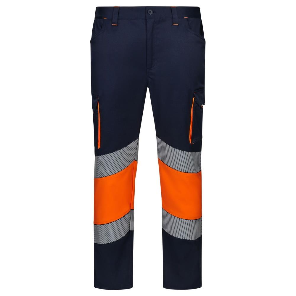 pantaloni velilla elasticizzati bicolor bande se cod 303008s navy/arancio fluo s